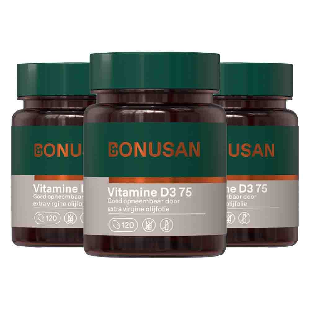 Gratis Verzending: 3x Bonusan Vitamine D3 75mcg/3000ie 120 softgels