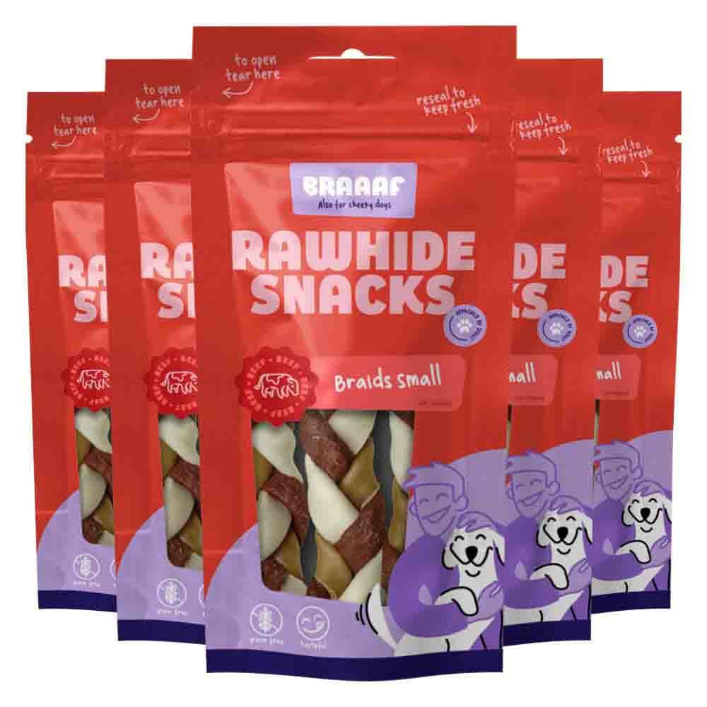 5x Braaaf Hondensnack Twister Vlecht Klein 12 cm 80 gr