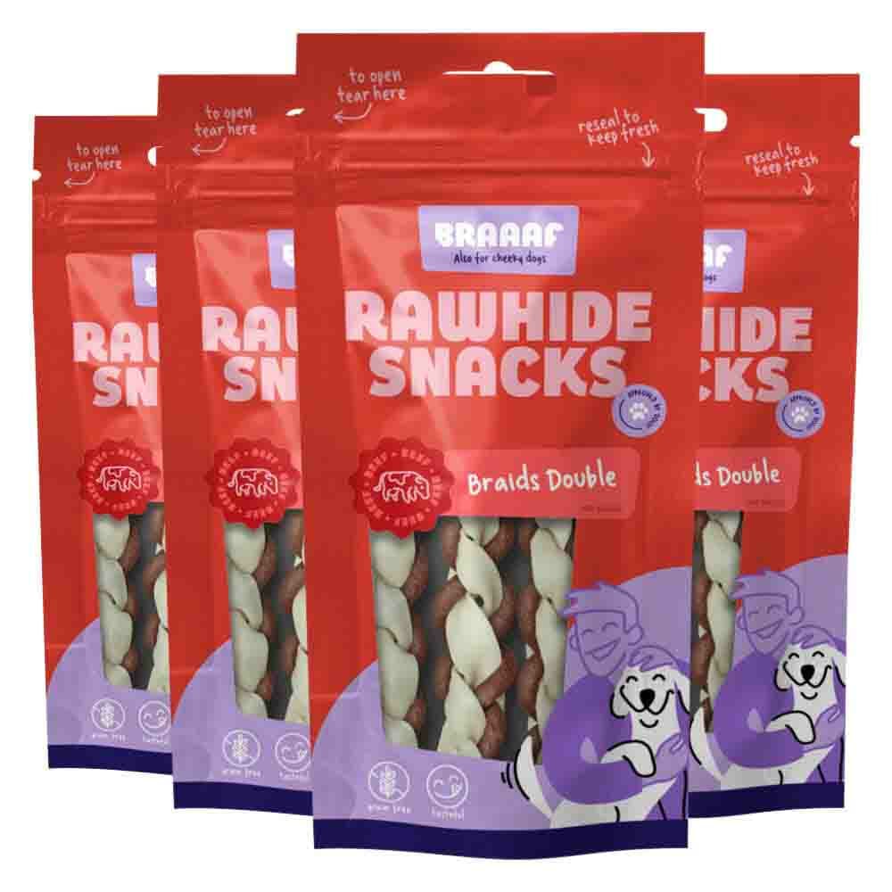 4x Braaaf Hondensnack Twister Double 12 cm 60 gr