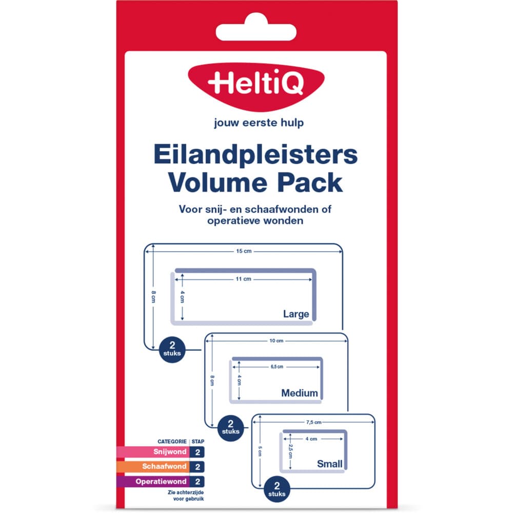 HeltiQ Eilandpleisters Volume Pack 2 stuks: Large + 2 stuks: Medium + 2 stuks: Small 6 stuks