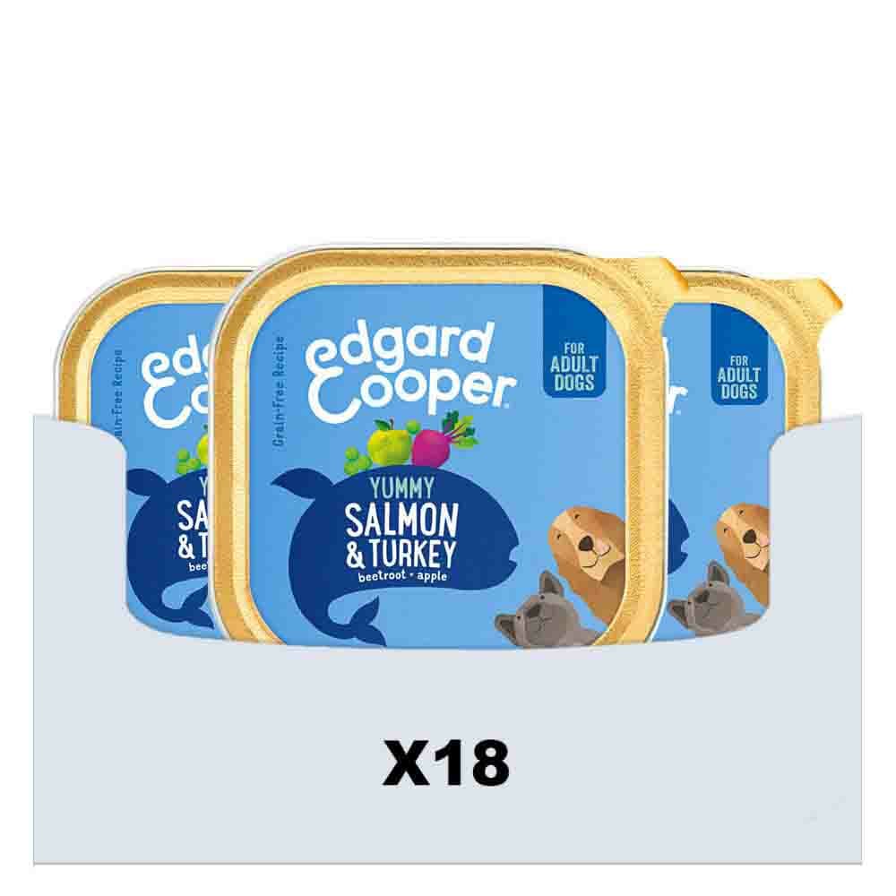 18x Edgard&Cooper Kuipje Vers Vlees Hondenvoer Zalm - Kalkoen 300 gr