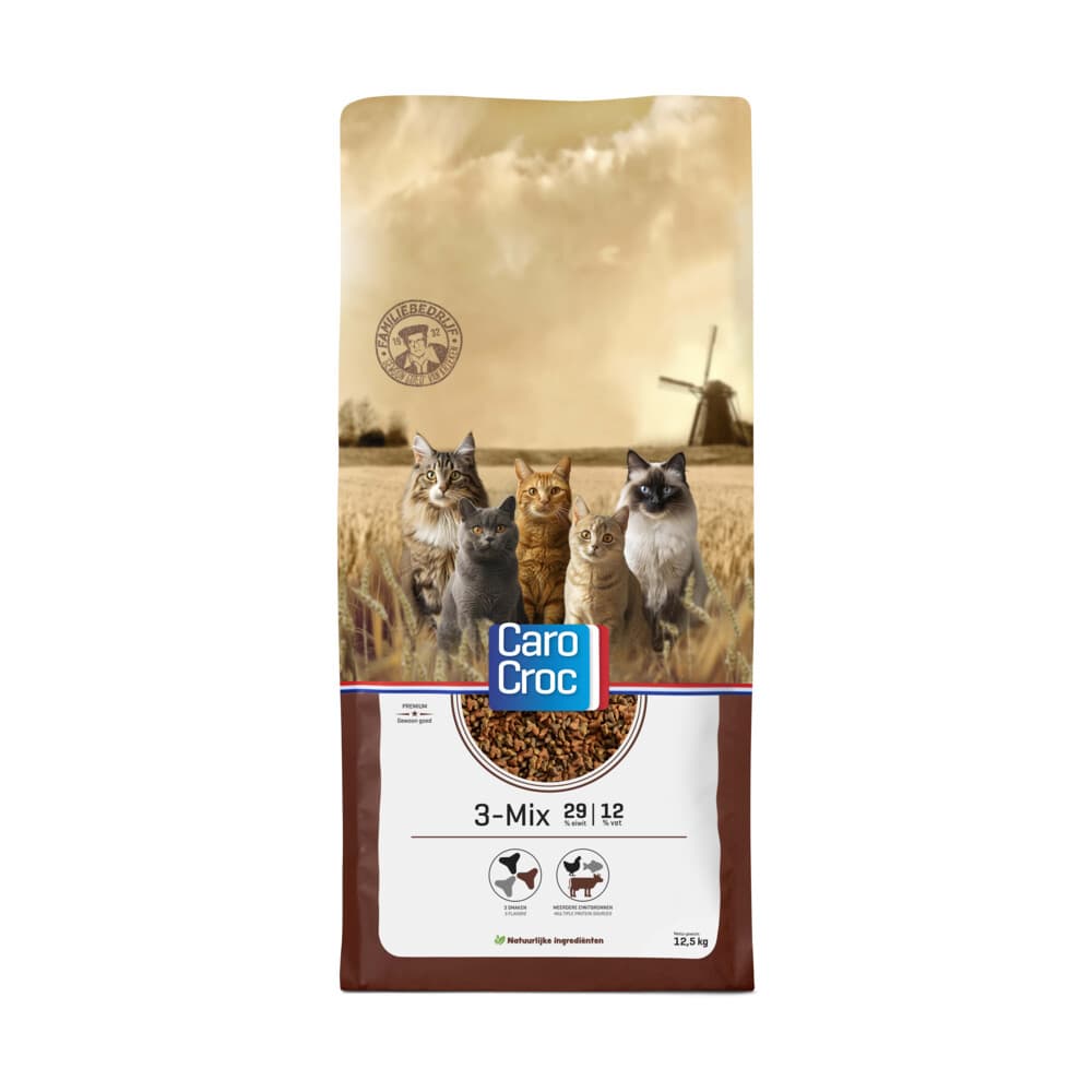 CaroCroc Kattenvoer Droog 3-mix 12,5 kg