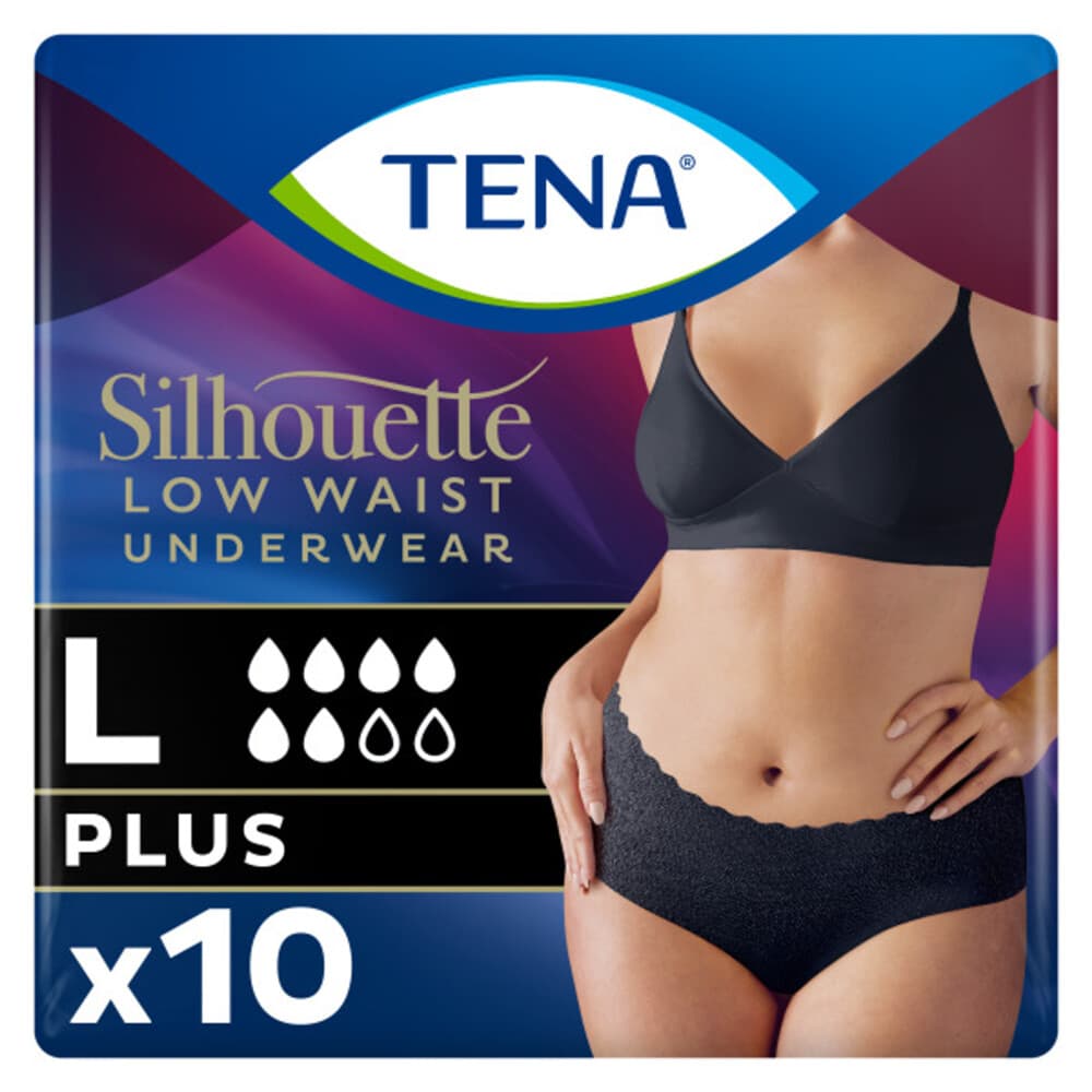 2x TENA Silhouette Underwear Low Waist Blanc Plus L 10 stuks