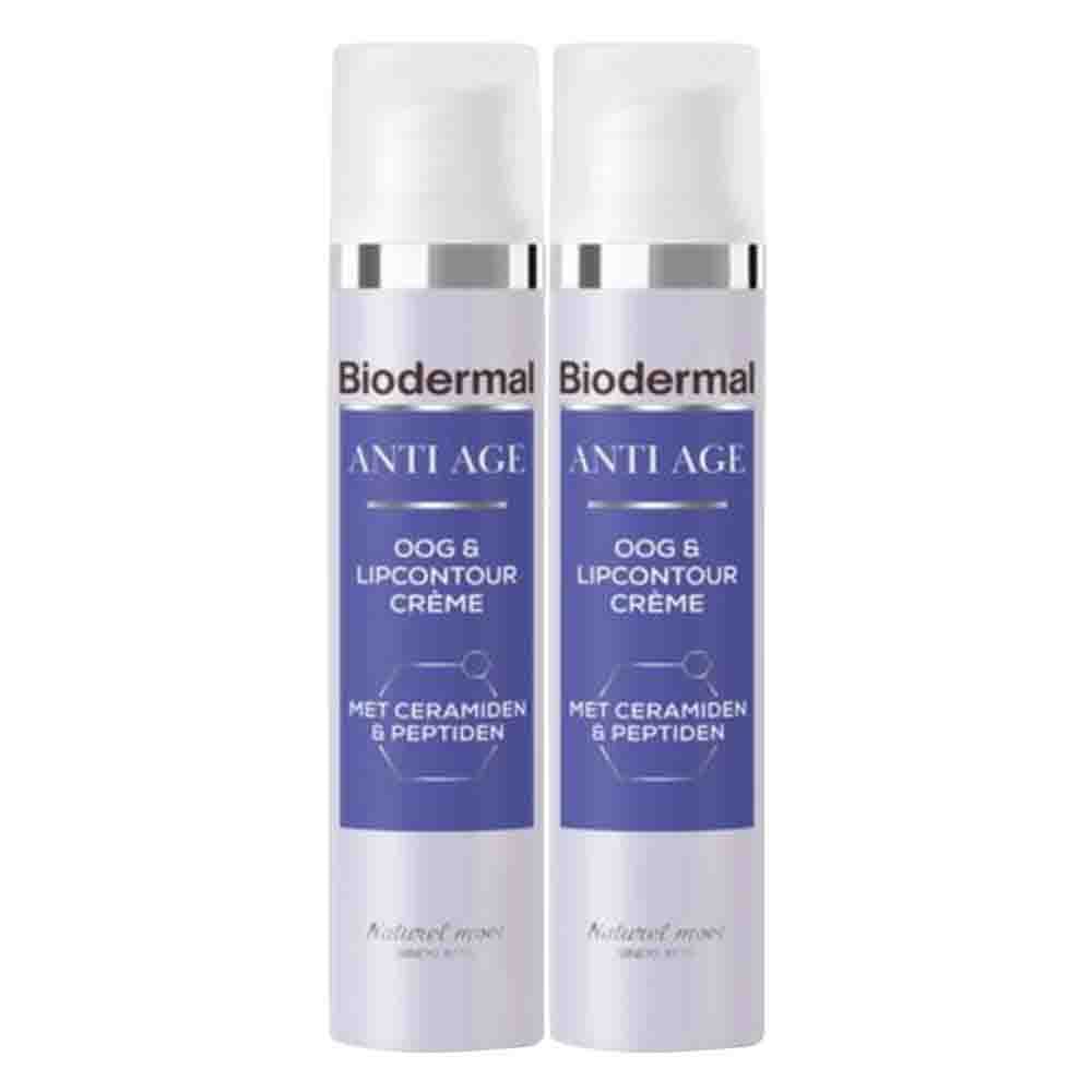 2x Biodermal Oog&Lip Contour crème Anti Age 15 ml