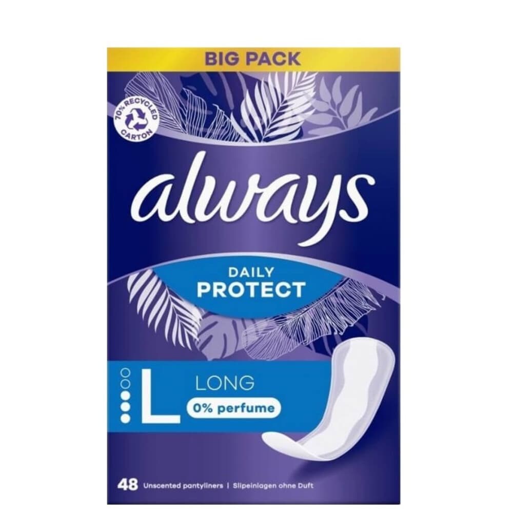 4x Always Daily Protect Inlegkruisjes Long 0% Perfume 48 stuks