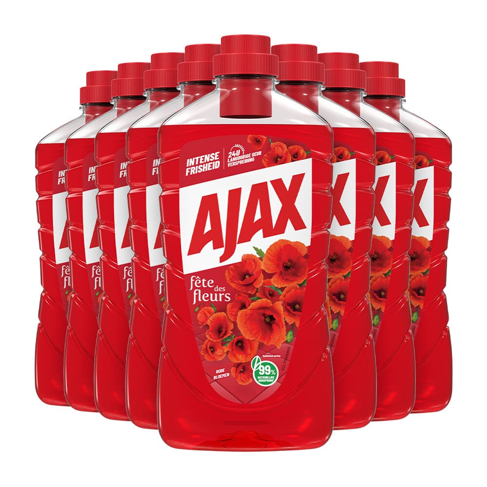 8x Ajax Allesreiniger Fete de Fleur Rode bloemen 1 liter