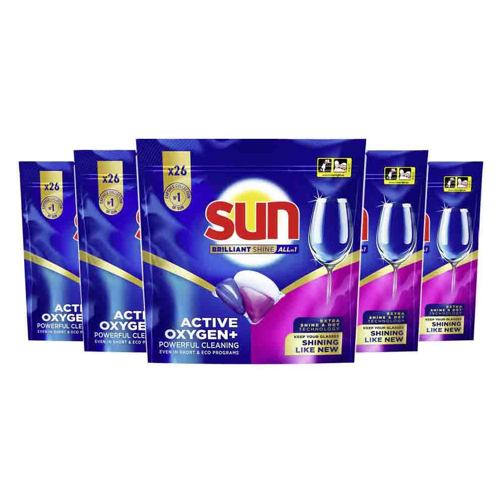 5x Sun Brilliant Shine All-in 1 Vaatwascapsules 26 stuks