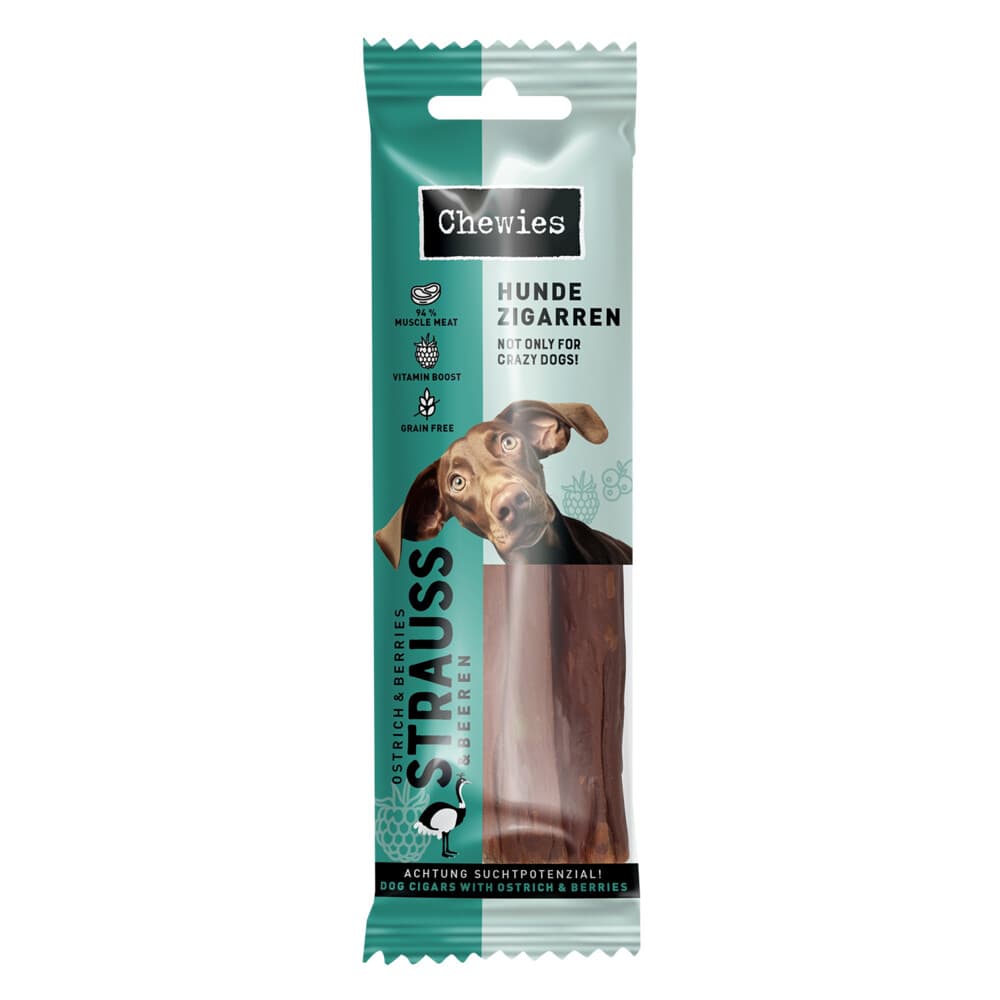10x Chewies Hondensigaar Struisvogel&Bessen 75 gr