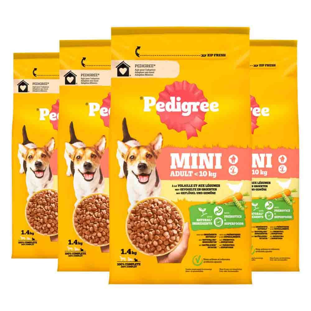 4x Pedigree Adult Hondenbrokken Mini Kip 1,4 kg