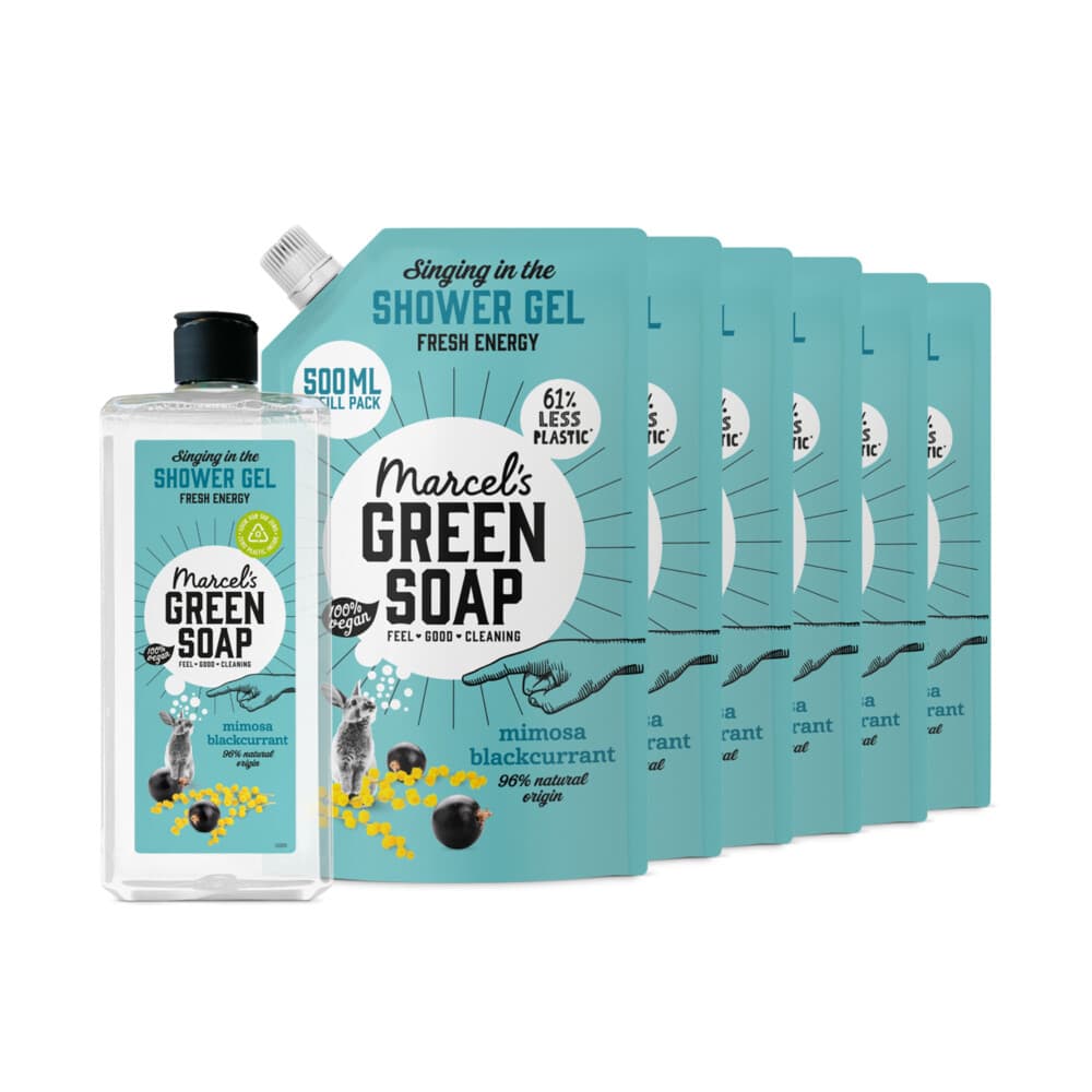 Marcel's Green Soap Douchegel Mimosa&Zwarte Bes + 6 Navullingen Pakket