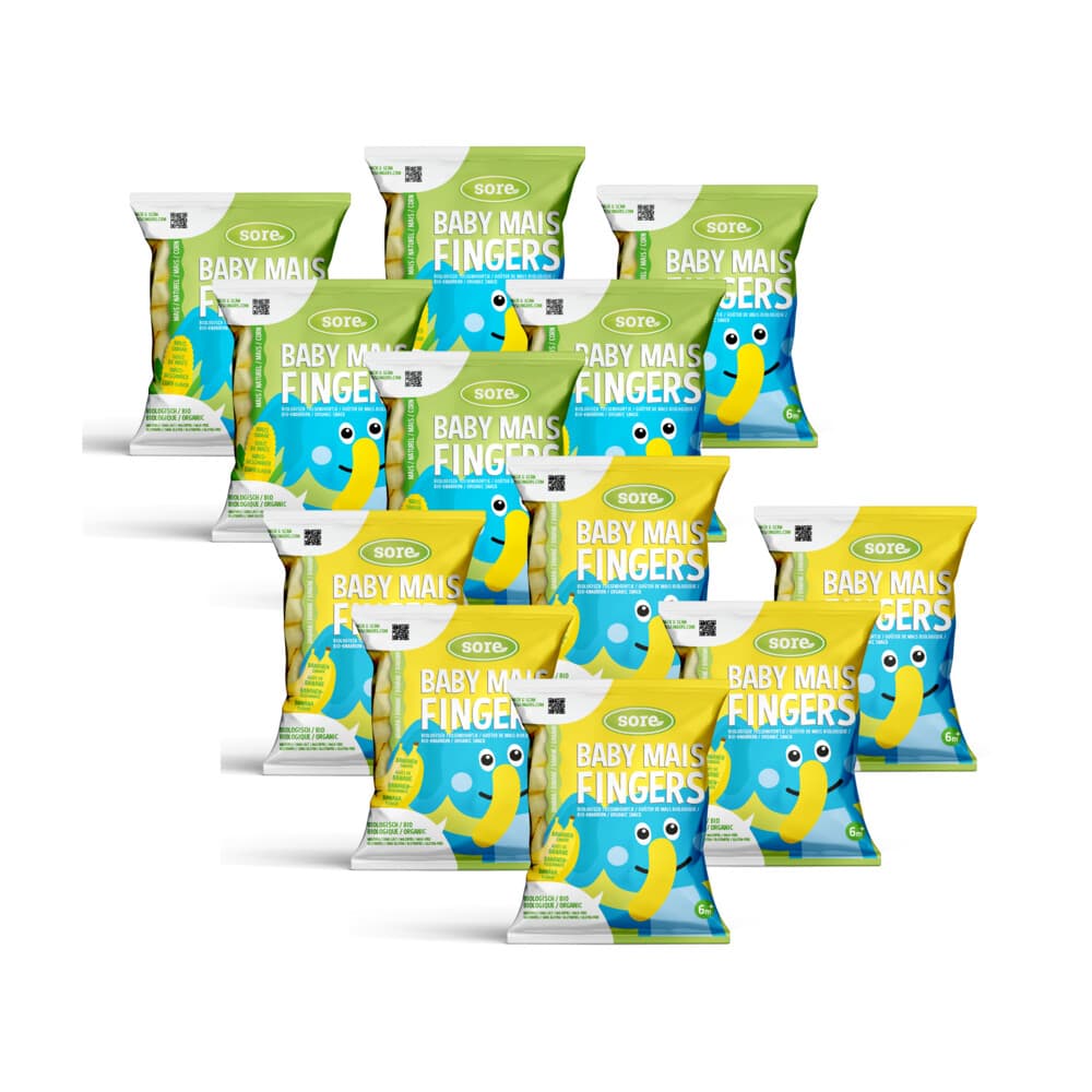 Mais Fingers - Naturel 6x 35 gr&Banaan 6x 35 gr - Pakket