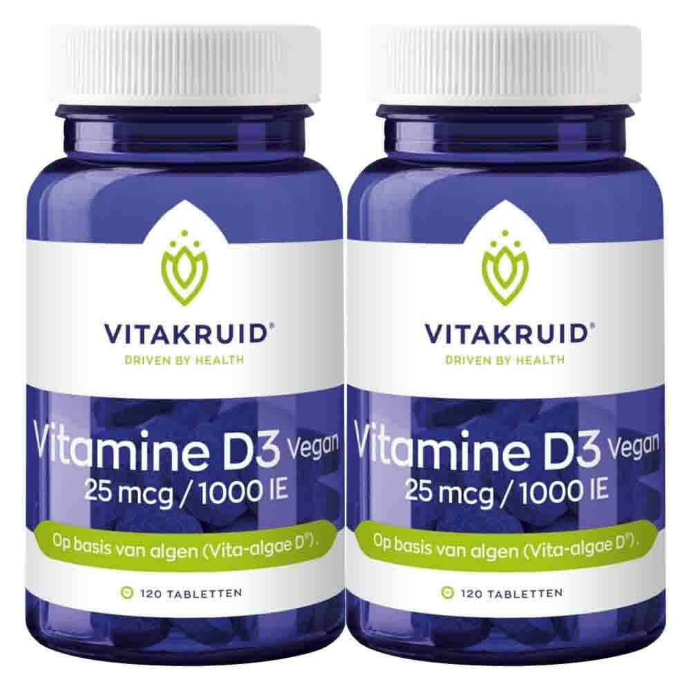 Gratis Verzending: 2x Vitakruid Vitamine D3 25 mcg Vegan 120 tabletten