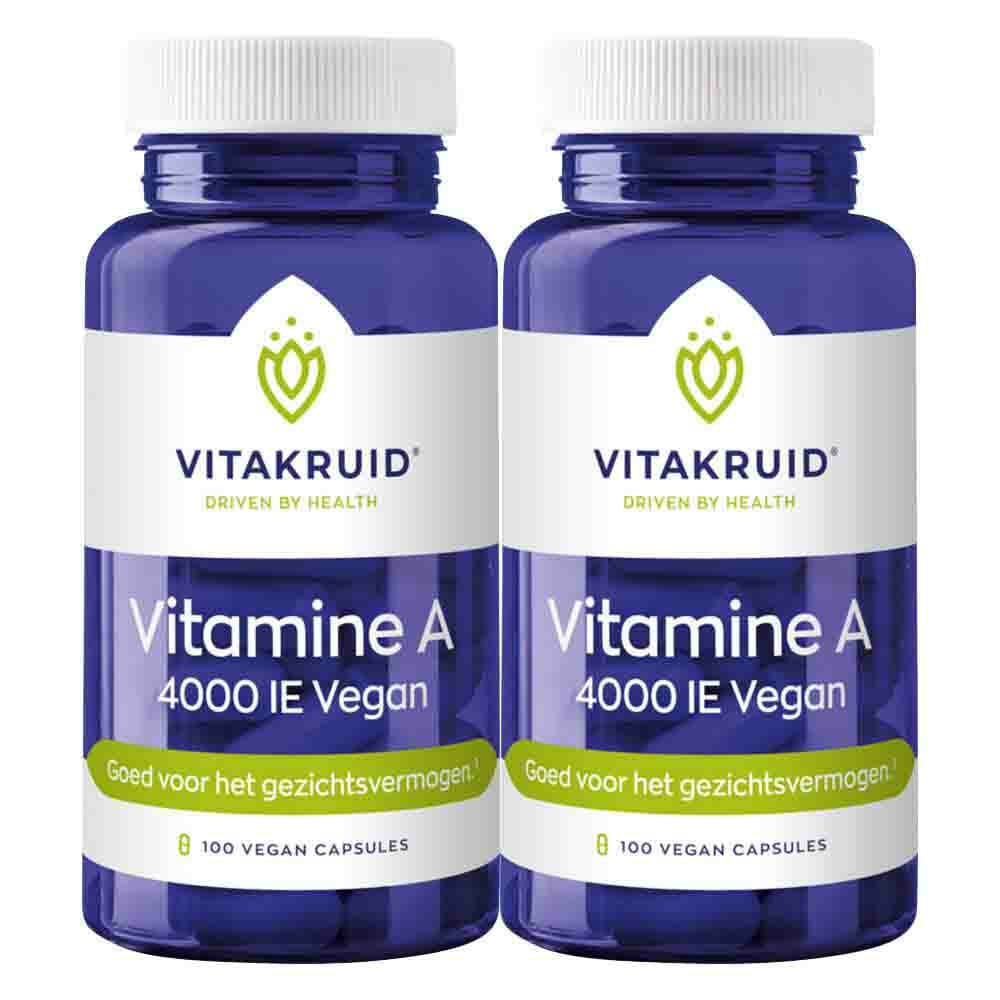 Gratis Verzending: 2x Vitakruid Vitamine A 4000 IE Vegan 100 capsules