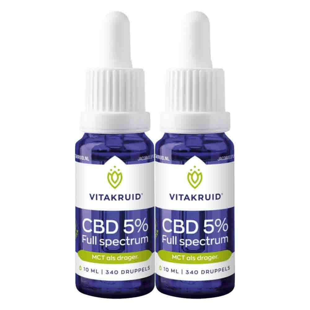 Gratis Verzending: 2x Vitakruid CBD Olie 5% Full Spectrum 10 ml