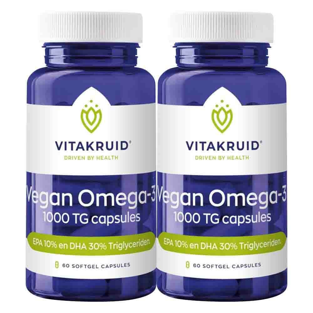 Gratis Verzending: 2x Vitakruid Omega 3 1000 TG Vegan 60 softgels