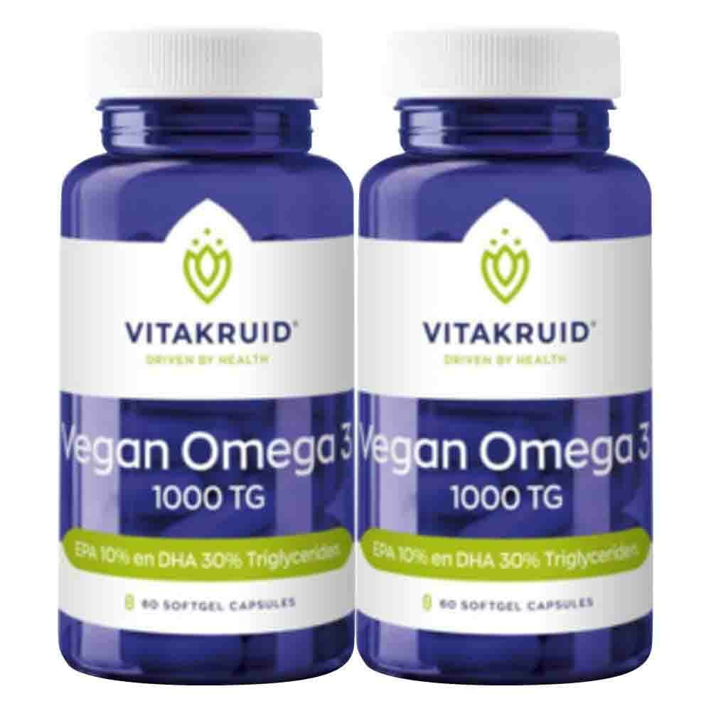 Gratis Verzending: 2x Vitakruid Omega-3 1000 TG Vegan 90 capsules