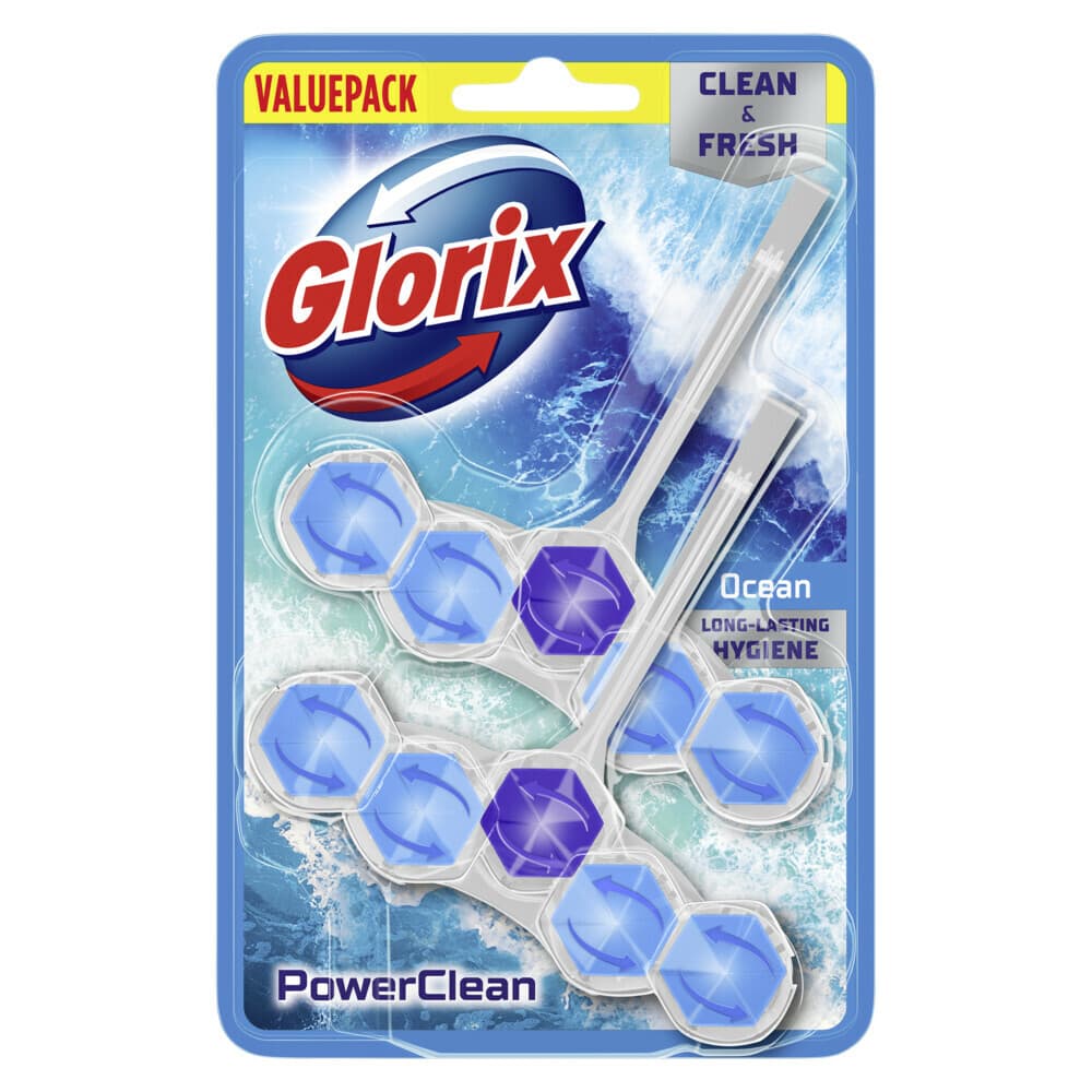 2+1 gratis: Glorix Toiletblok Power Clean Ocean 2 stuks