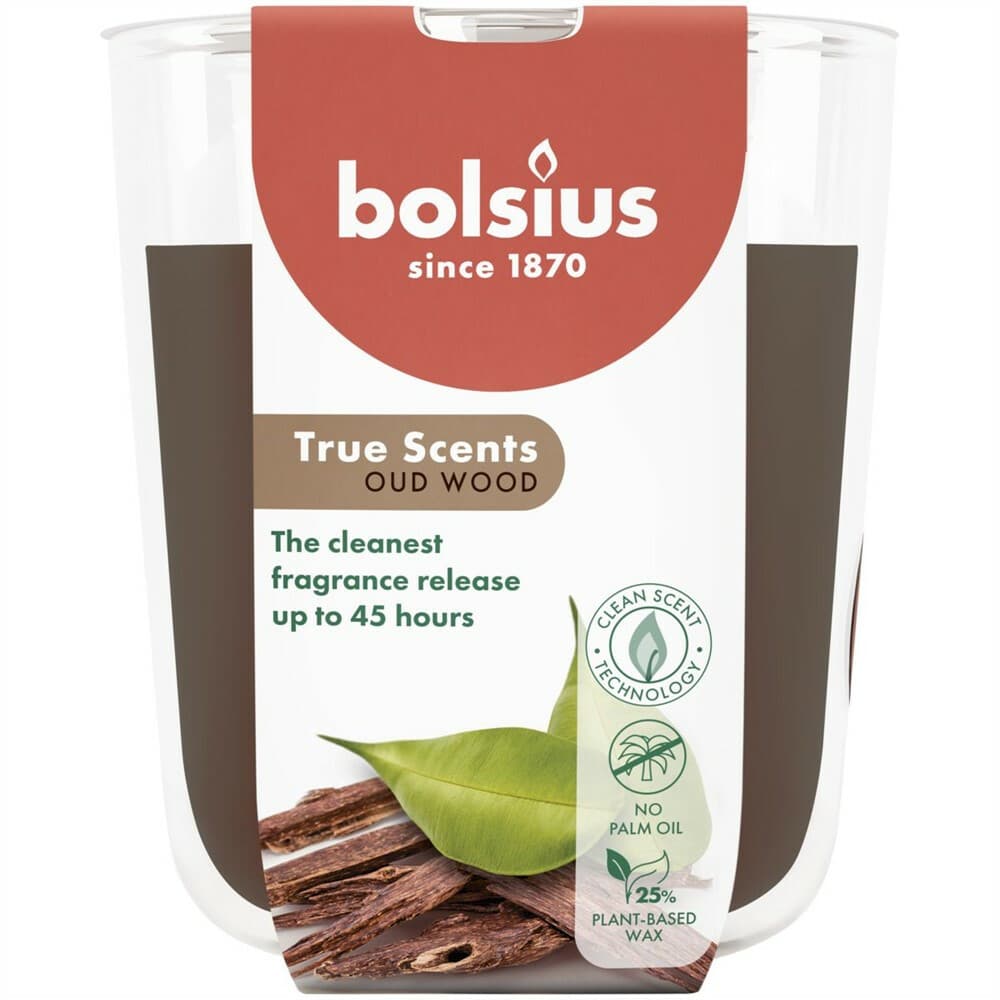3+1 gratis: Bolsius Geurkaars True Scents Oud Wood