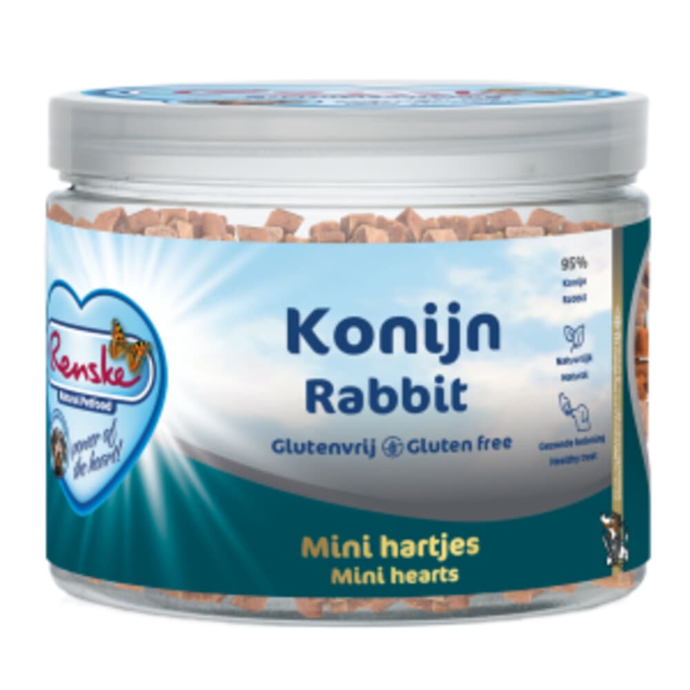 Renske Gezonde Beloning Mini Hartjes Hondensnack Konijn 100 gr