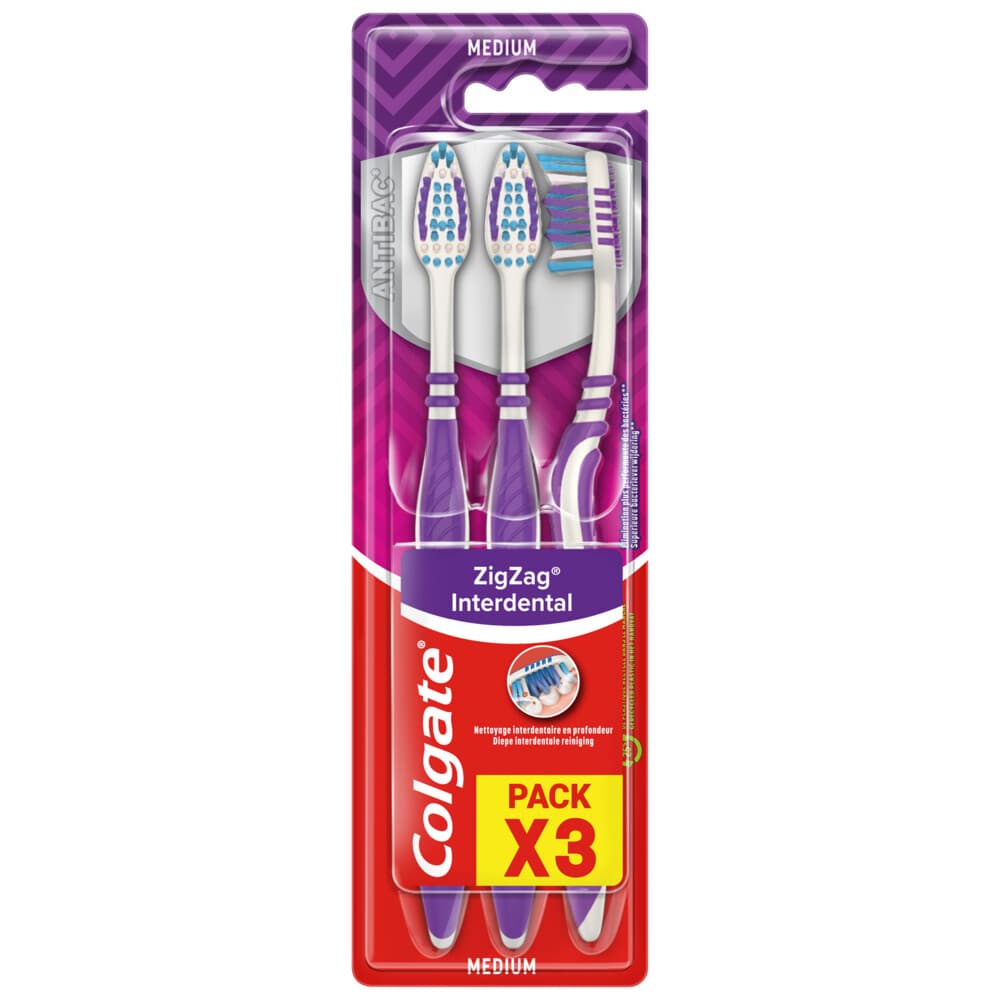 3+2 gratis: Colgate Tandenborstel ZigZag Medium 3 stuks