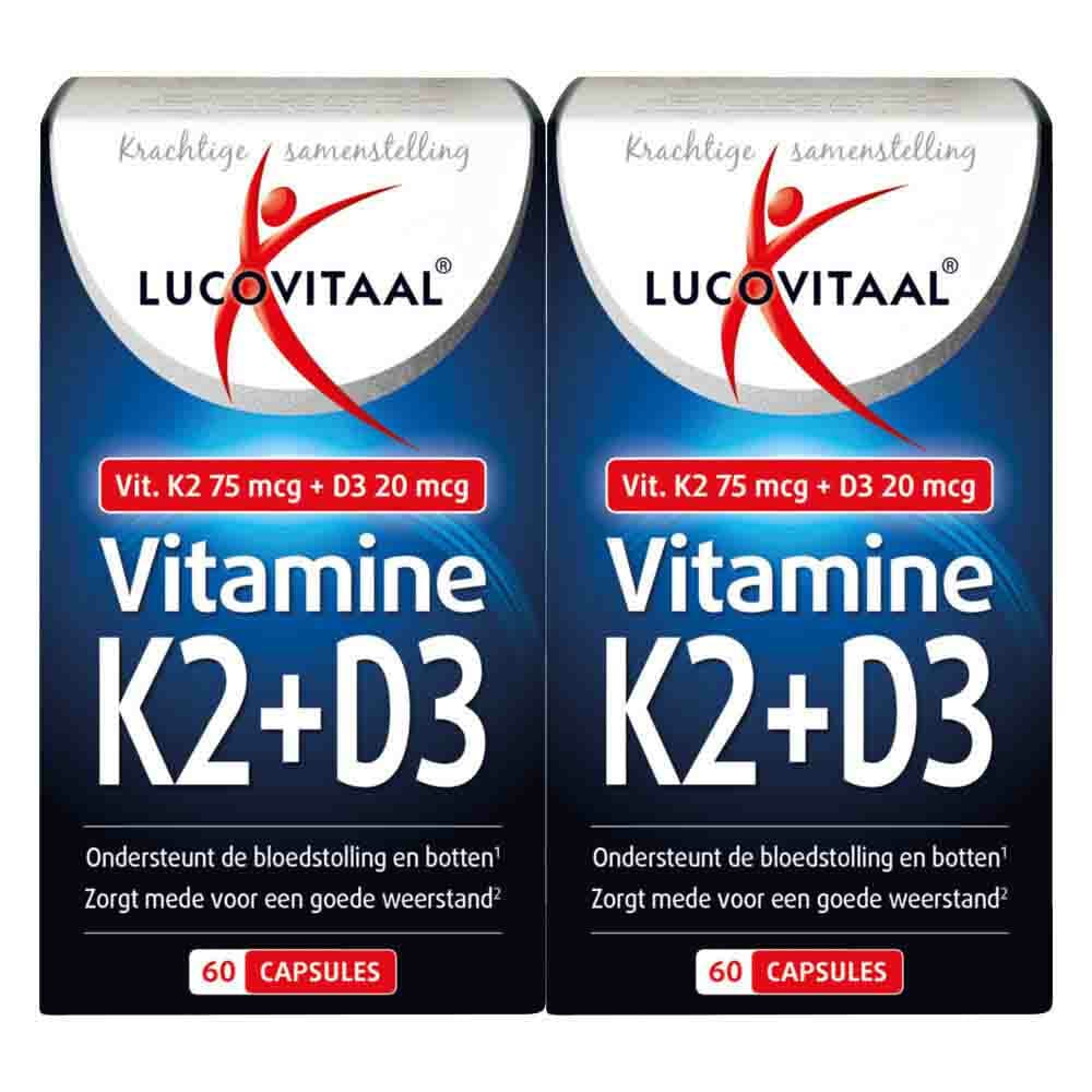 Gratis Verzending: 2x Lucovitaal Vitamine K2 + D3 60 capsules