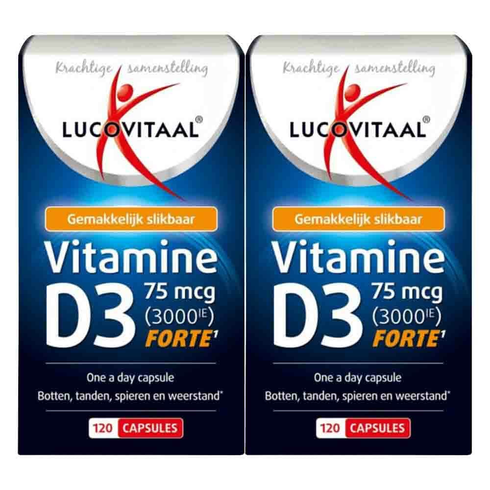 Gratis Verzending: 2x Lucovitaal Vitamine D3 75mcg (3000IE) Forte 120 capsules