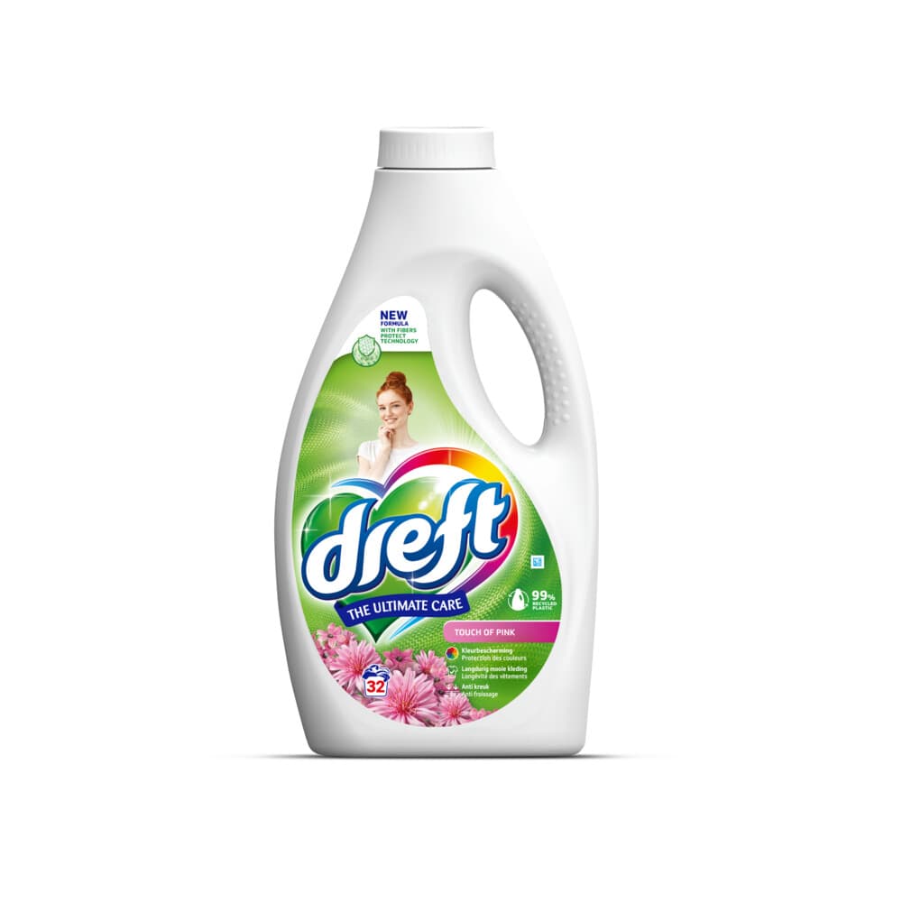 2+2 gratis: Dreft Vloeibaar Wasmiddel Touch of Pink 32 Wasbeurten 1,4 liter