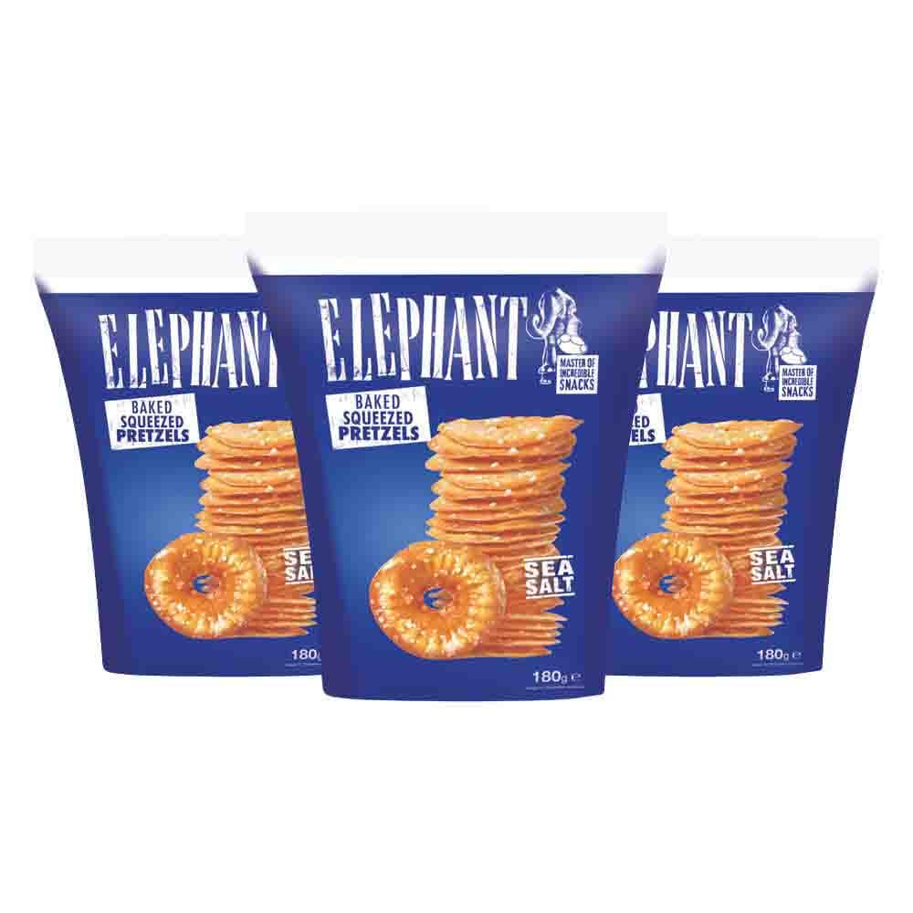 3x Elephant Pretzels Zeezout 180 gr
