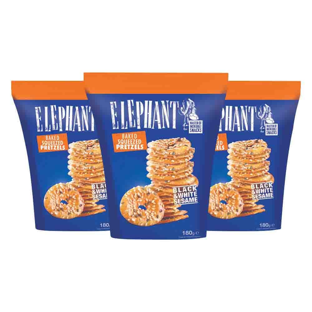 3x Elephant Pretzels Sesam 180 gr