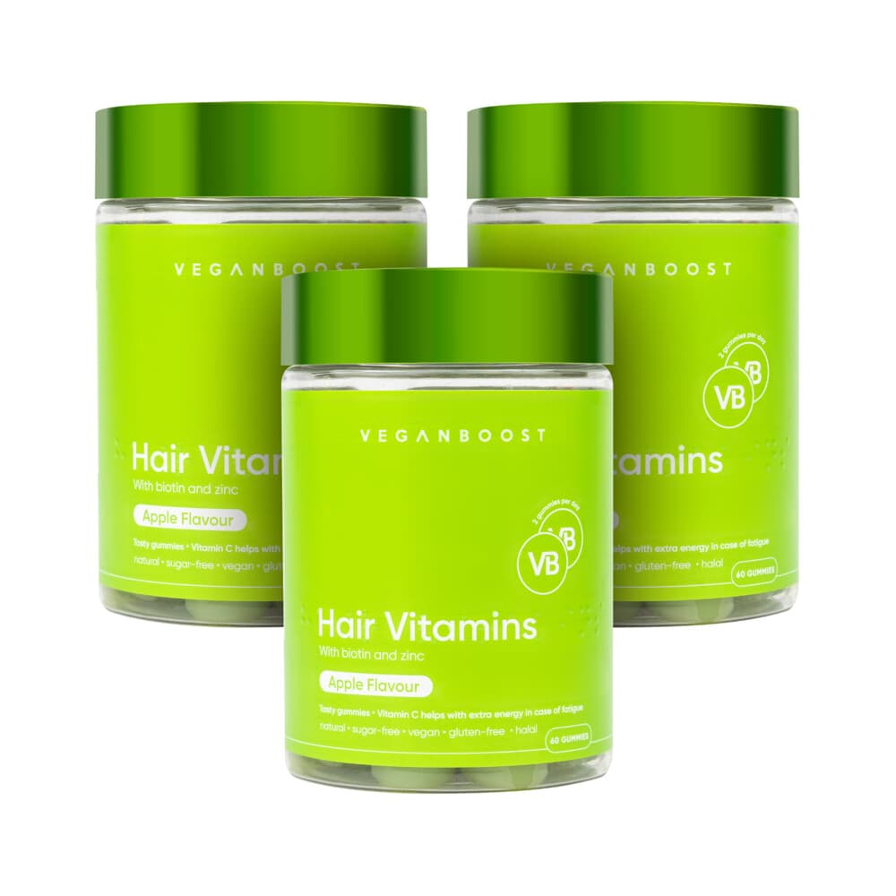 Gratis Verzending: 3x Veganboost Hair Vitamins Appel 60 gummies