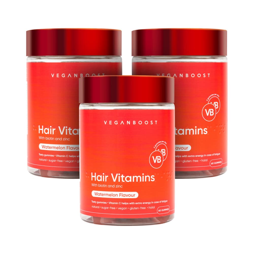 Gratis Verzending: 3x Veganboost Hair Vitamins Watermeloen 60 gummies
