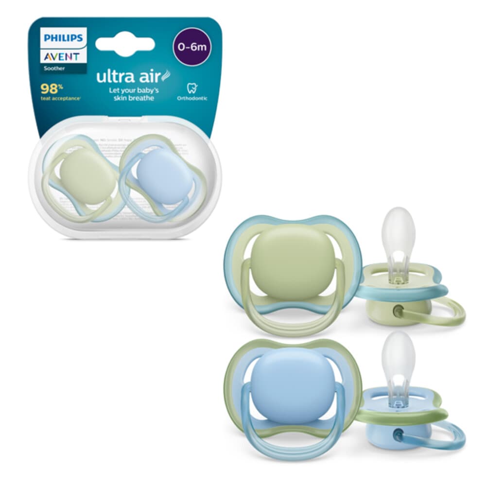 Philips Avent Ultra Air Fopspeen 0-6 mnd Groen Blauw 2 stuks