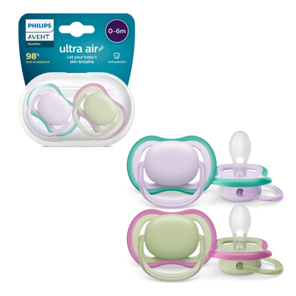 Philips Avent Ultra Air Fopspeen 0-6 mnd Groen Paars 2 stuks