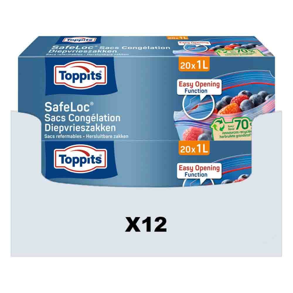 12x Toppits Diepvrieszakjes 1 liter 20 stuks