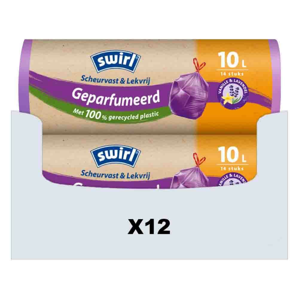 12x Swirl Pedaalemmerzakken Geparfumeerd Vanille&Lavendel met Trekband 10 liter 14 stuks