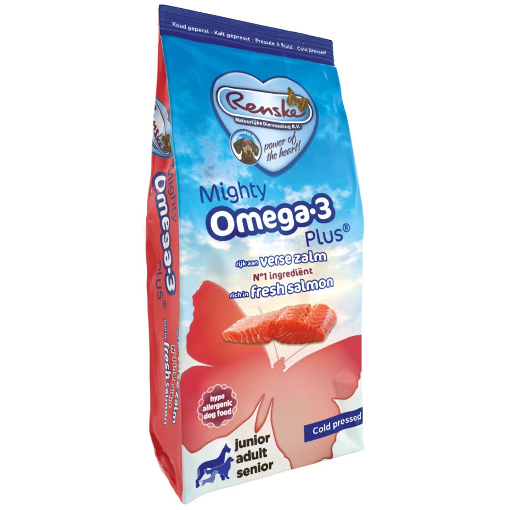 Renske Mighty Omega-3 Plus Geperst Hondenvoer Zalm 12 kg