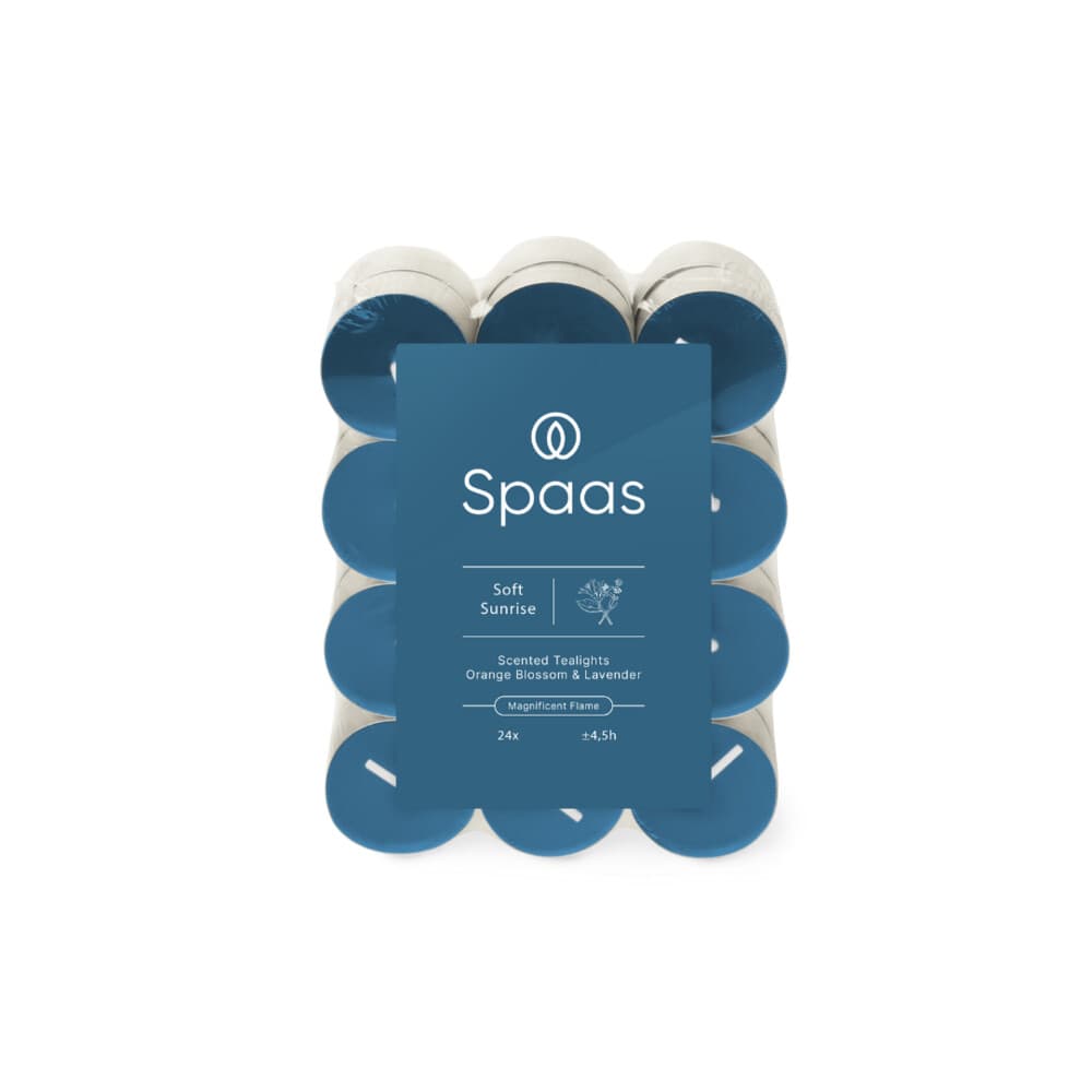 10x SPAAS Geurtheelichten Soft Sunrise± 4,5 branduren 24 stuks