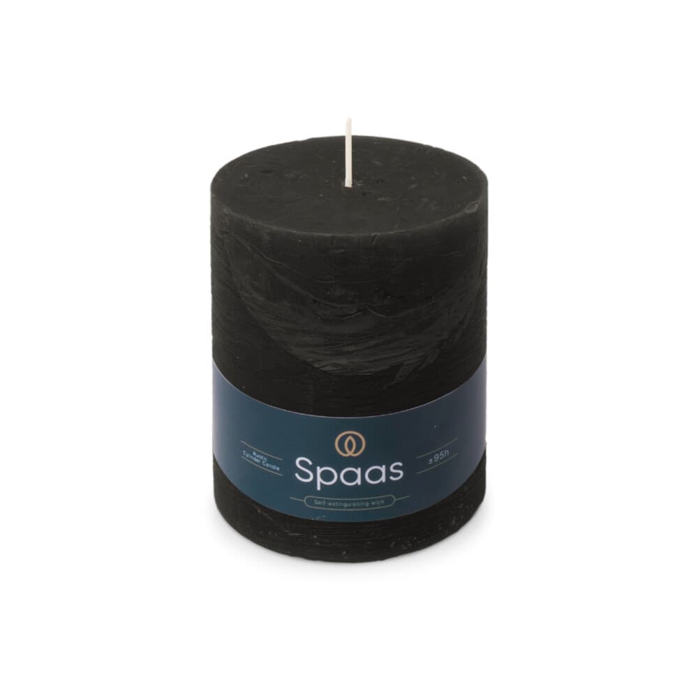 SPAAS Rustieke Pillarkaars± 95 branduren Zwart