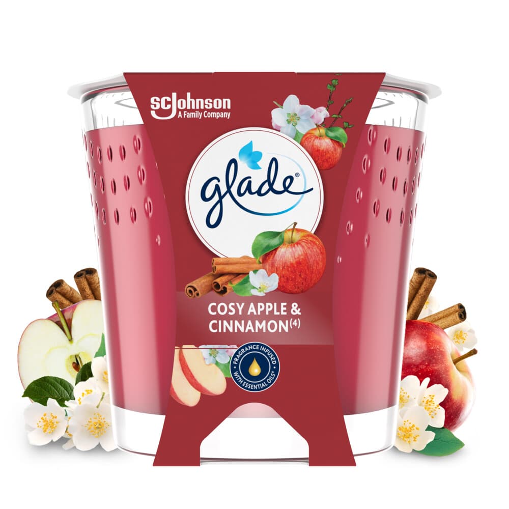 6x Glade Vegan Geurkaars Cosy Apple&Cinnamon 100% Raapzaadwax 112 gr