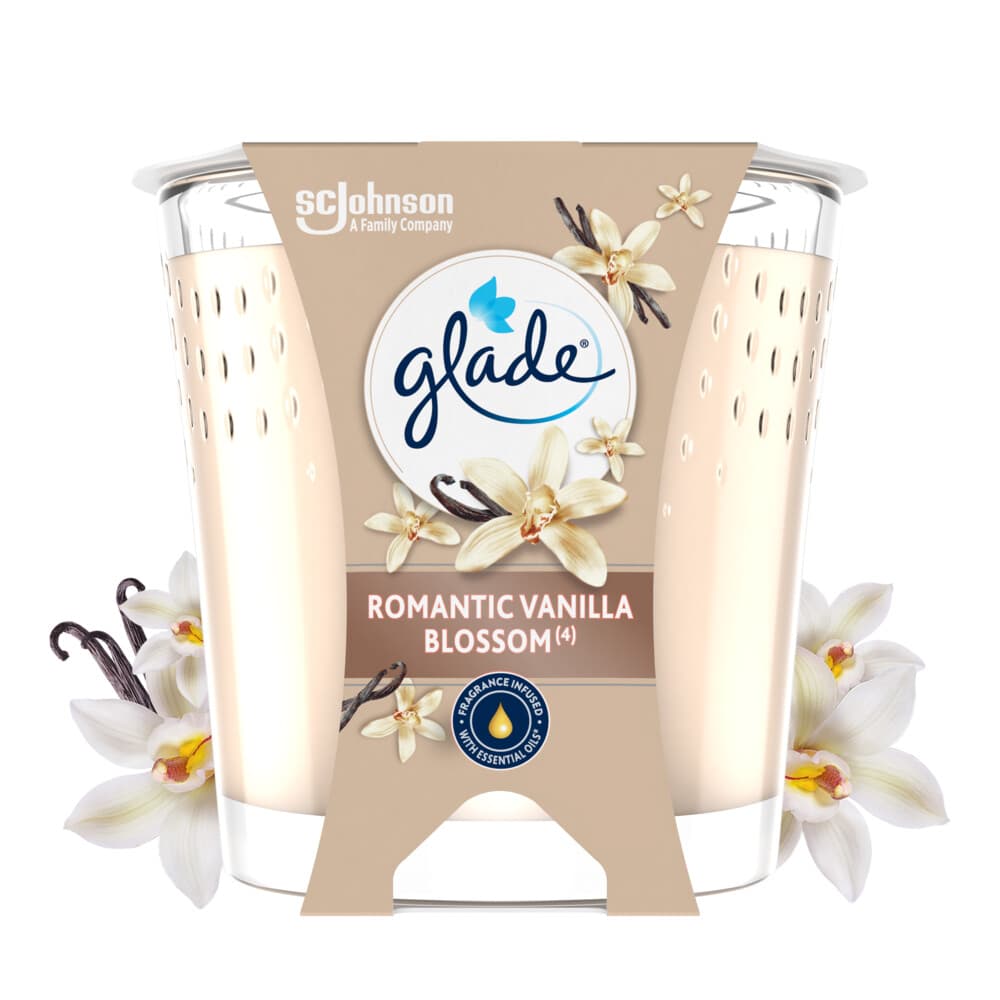 Glade Vegan Geurkaars Romantic Vanilla Blossom 100% Raapzaadwax 112 gr