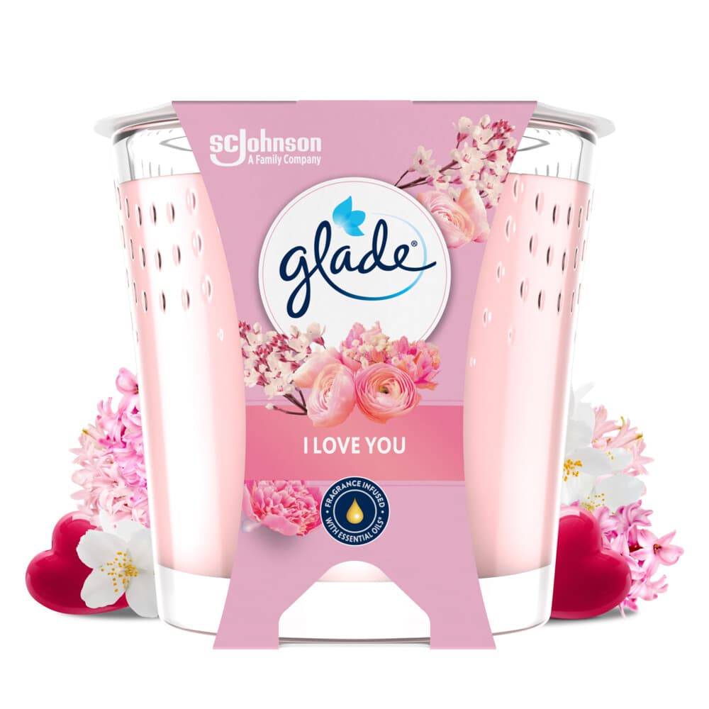 Glade Vegan Geurkaars I Love You 100% Raapzaadwax 112 gr