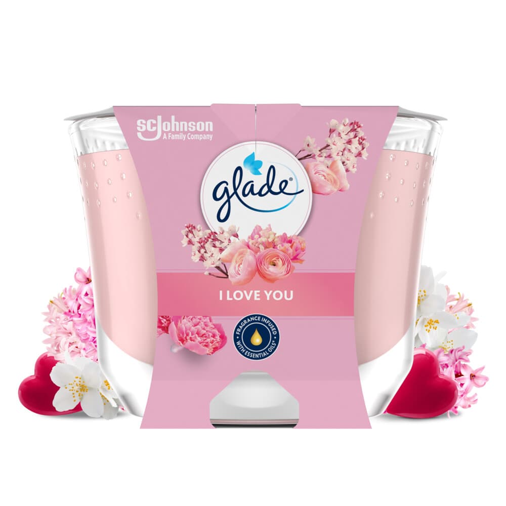 4x Glade Geurkaars I Love You 100% Raapzaadwax 204 gr