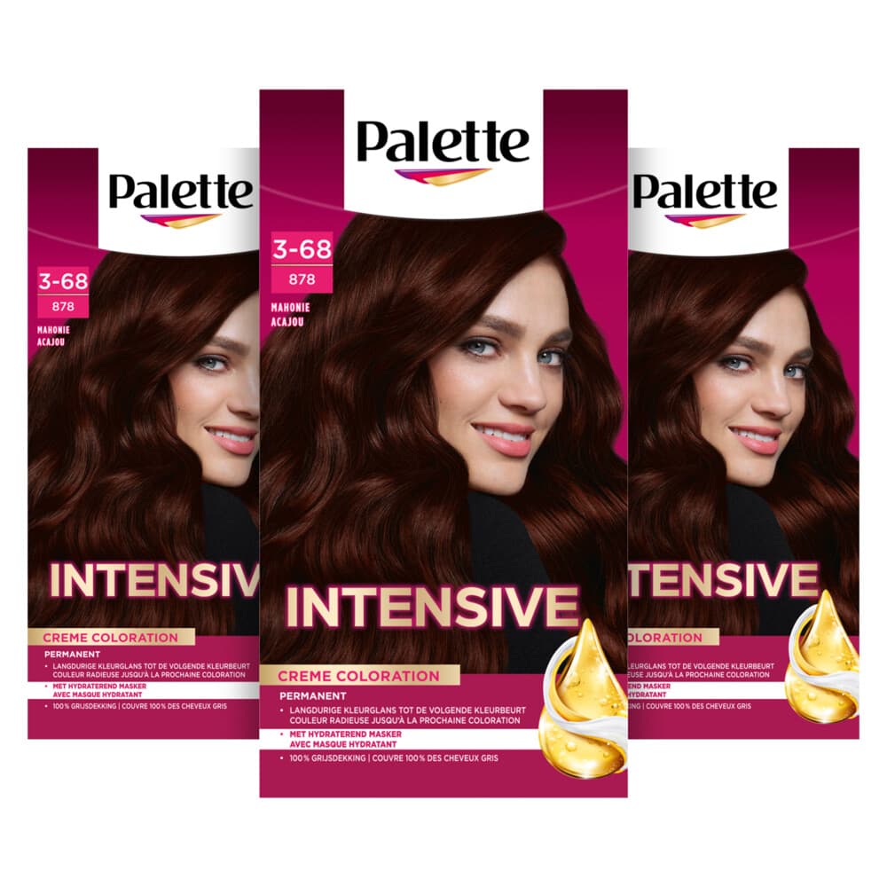 3x Palette Intensive Oil-Care Color Haarkleuring 878 Mahonie