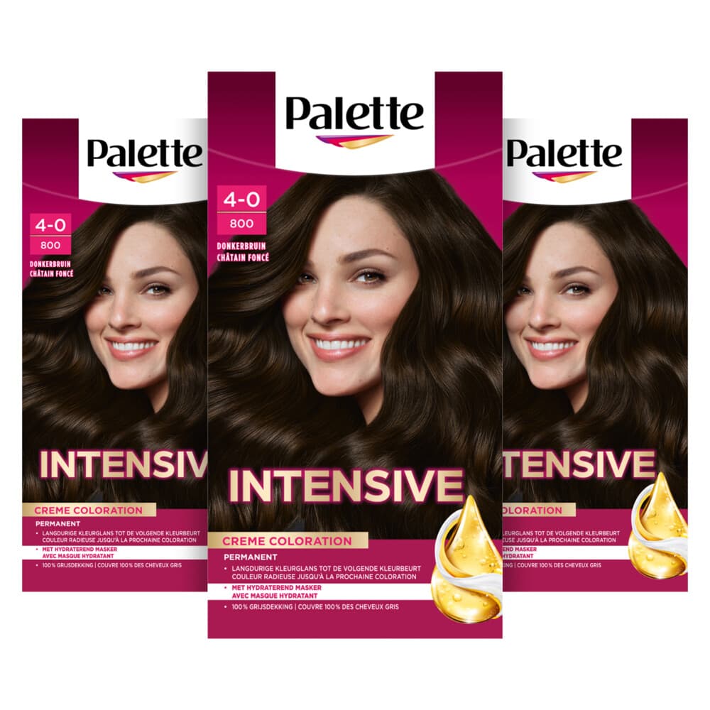 3x Palette Intensive Oil-Care Color Haarkleuring 800 Donkerbruin