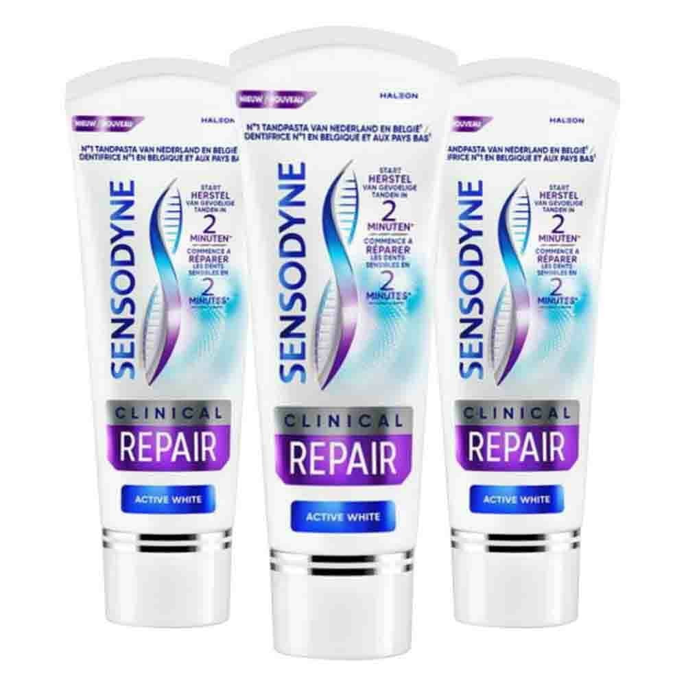 3x Sensodyne Tandpasta Clinical Repair Active White 75 ml