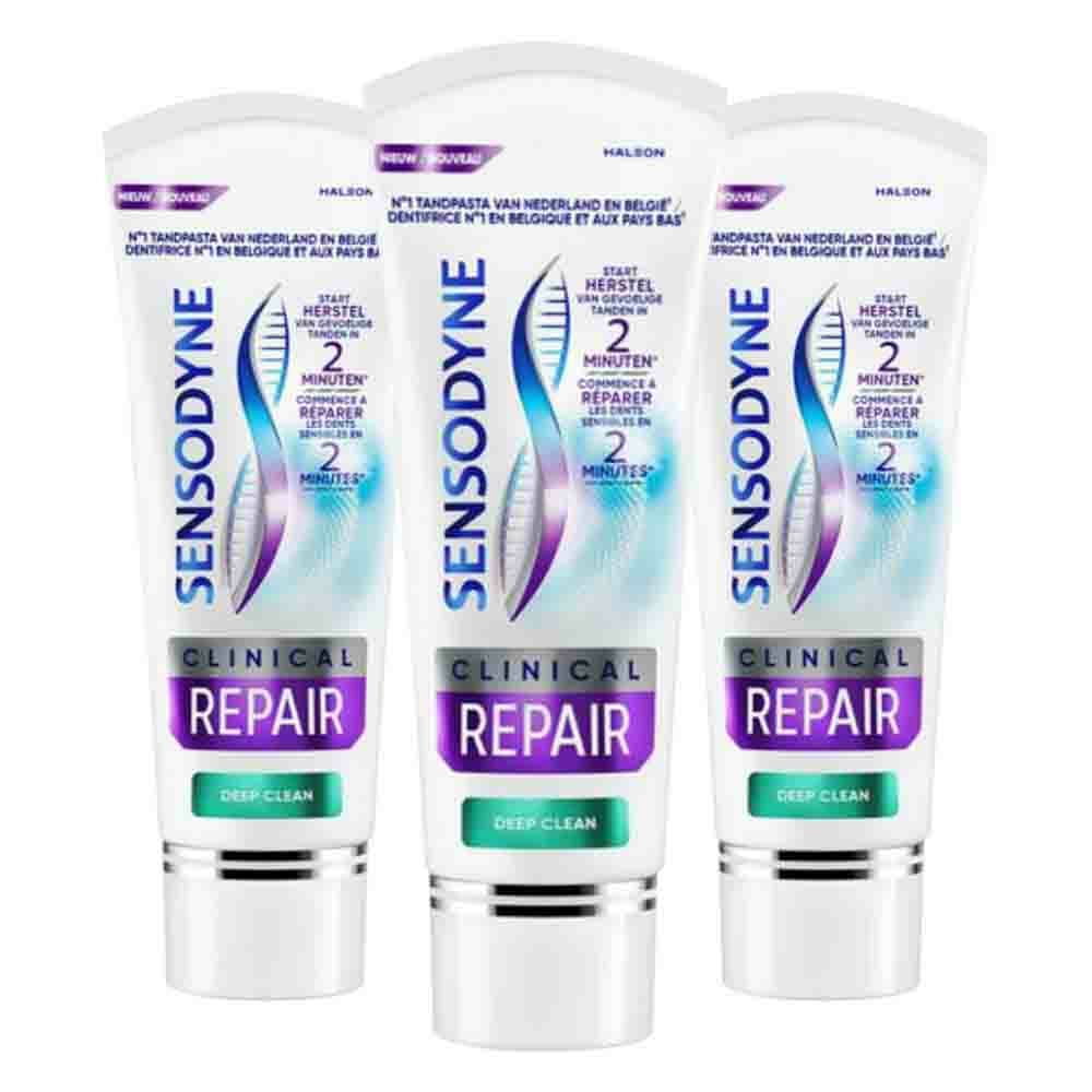 3x Sensodyne Tandpasta Clinical Repair Deep Clean 75 ml