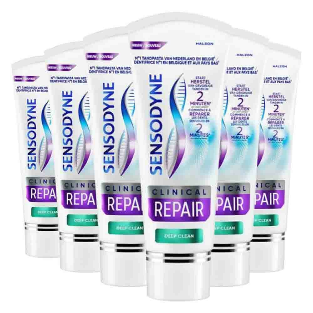 6x Sensodyne Tandpasta Clinical Repair Deep Clean 75 ml
