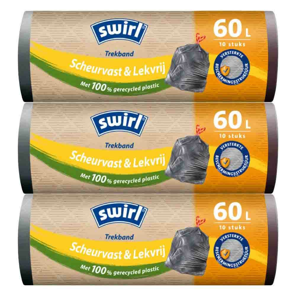 3x Swirl Vuilniszakken met Trekband 60 liter 10 stuks