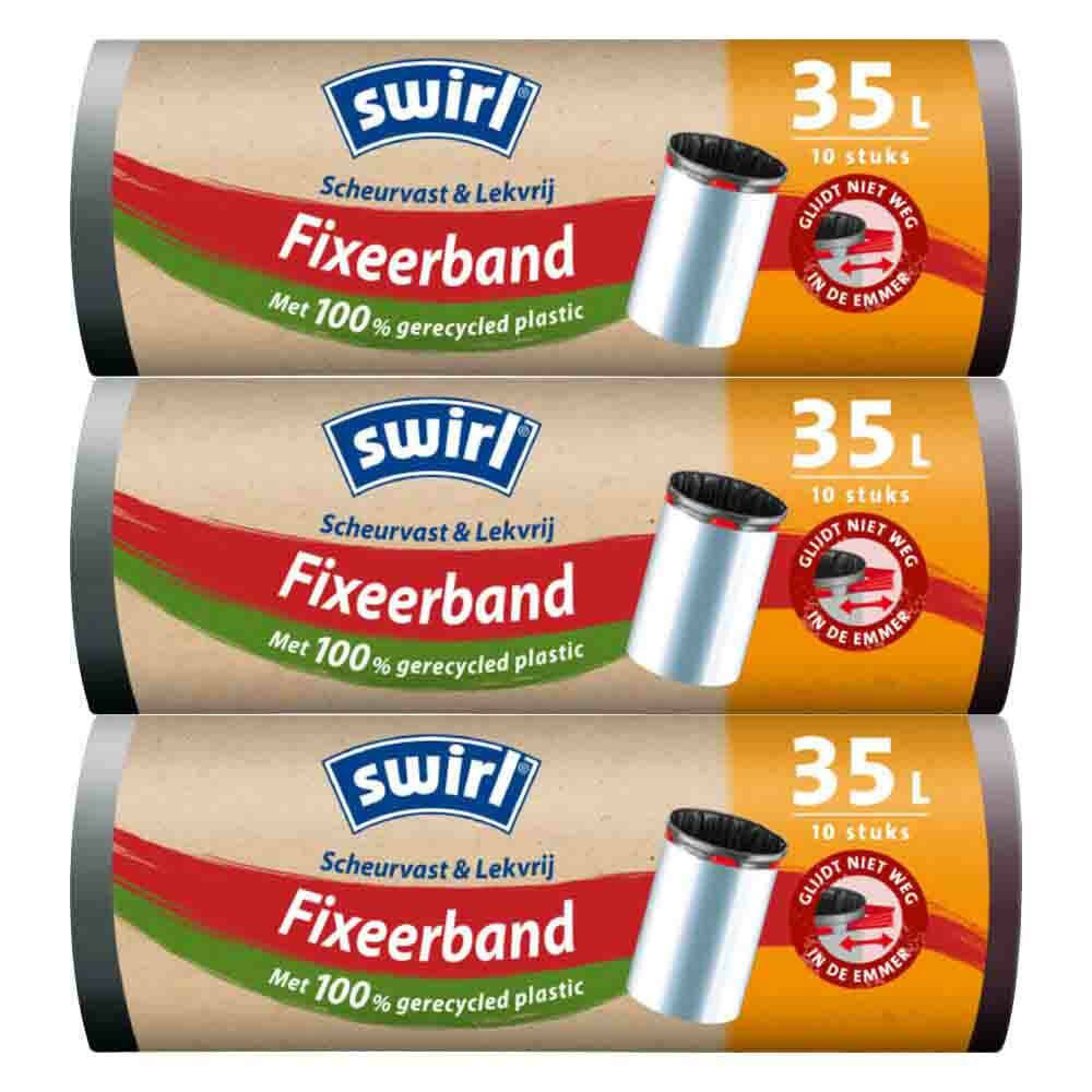 3x Swirl Pedaalemmerzakken met Fixeerband 35 liter 10 stuks