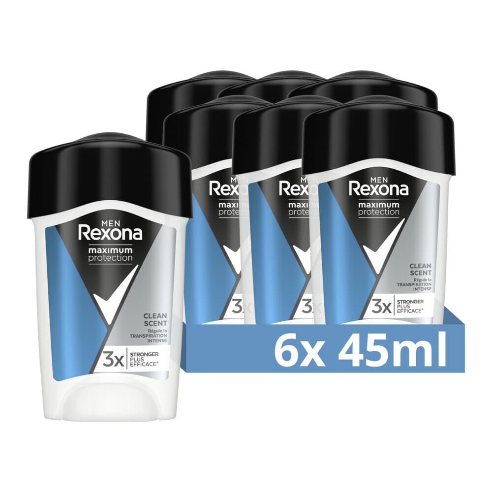 6x Rexona Men Deodorant Roller Maximum Protection Clean Scent 45 ml